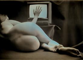 Hand on TV  (Female Nude)