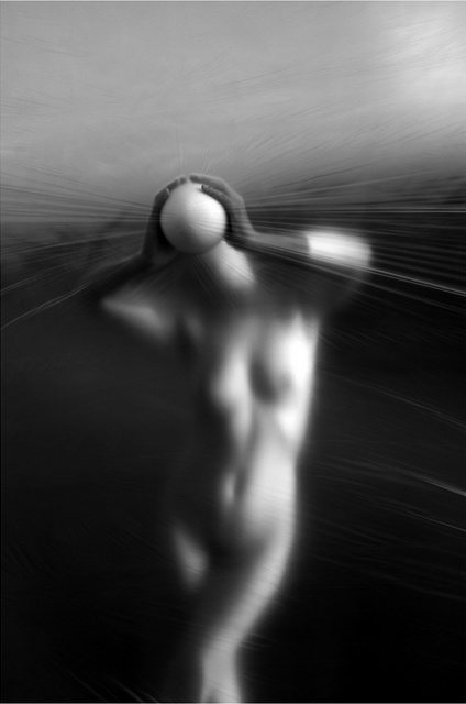 Female Nude Holding Ball