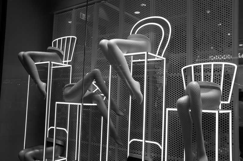 Window Display of Legs and Panty Hose