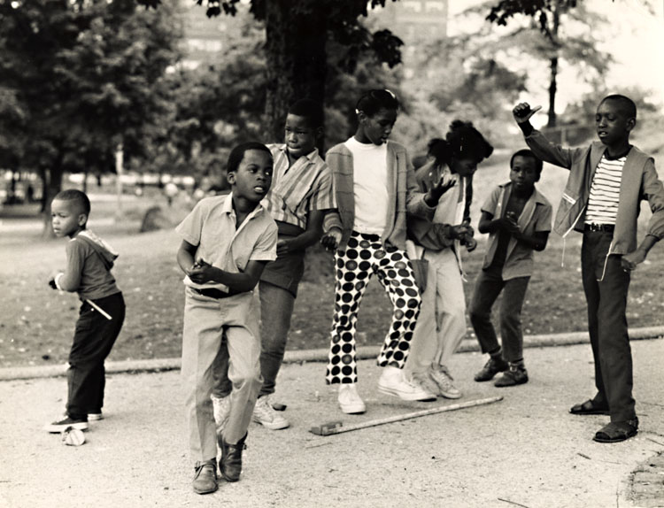 Black Children Dance to Rock 'n Roll in in Harlem's Mount Morris Park, New York City, NY