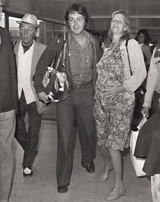 Paul McCartney and his Pregnant Wife Linda at Heathrow Airport, London